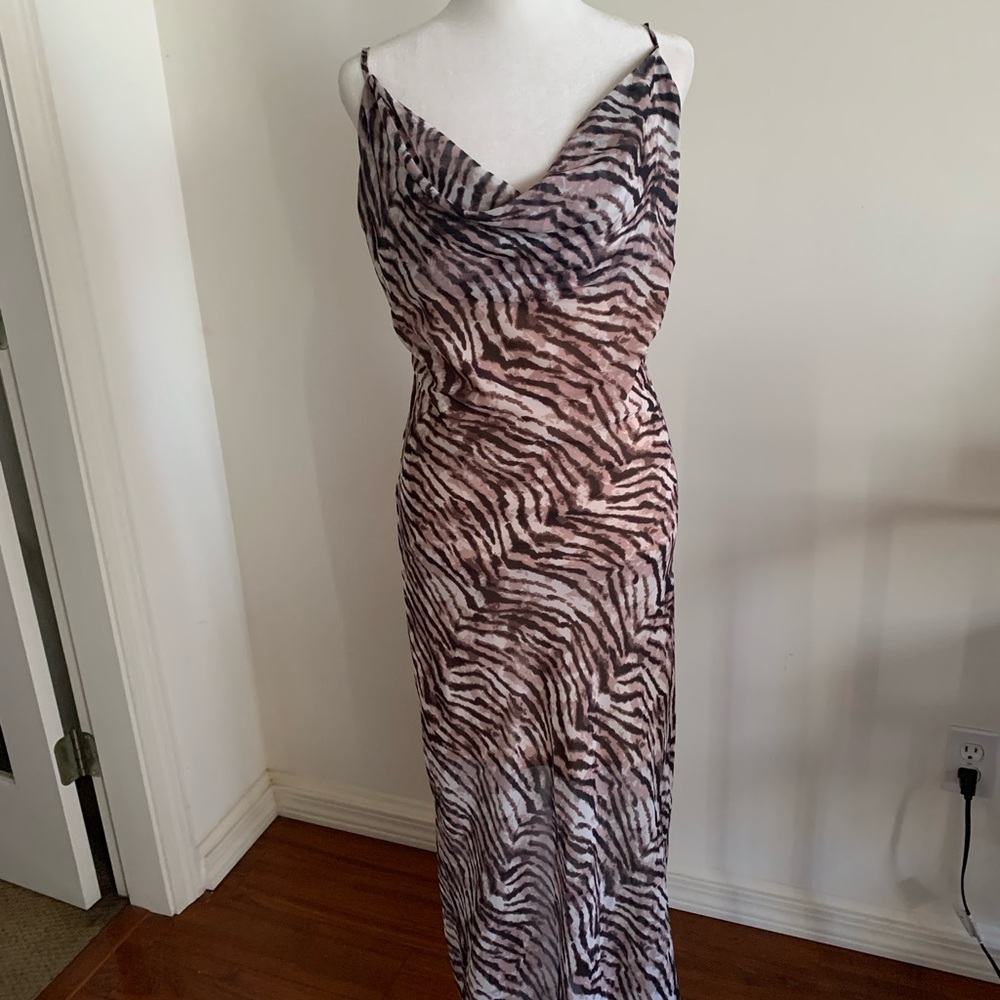 Zebra Print Midi Cocktail Dress
